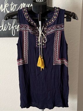 THML Navy Embroidered Tank & Heimish Floral Tank